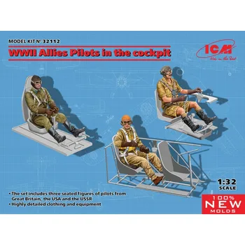 Plastikový model Allies Pliots WWII in the cockpit (3 fig.) - ICM 32112