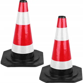 Dopravní značení 2x SILNIČNÍ KUŽEL ZÁBRANA VÝSTRAŽNÝ SLOUPEK REFLEXNÍ GUMOVÝ FLEXIBILNÍ 45CM