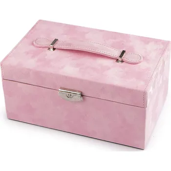 Náramek Šperkovnice 2 v 1 uzamykatelná, semiš, střední, 4 růžová sv.