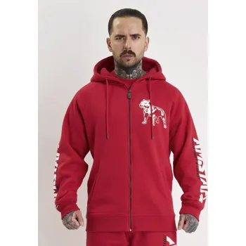 Pánská mikina Pánská Mikina s kapucí a zipem Amstaff Logo 2.0 red/white velikost: M