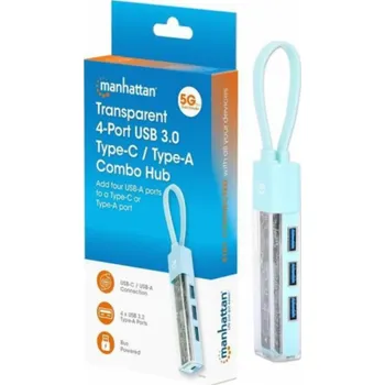 USB hub Manhattan 4portový USB 3.2 Gen1 Hub typu A/C na 4x USB-A 3.0 181020