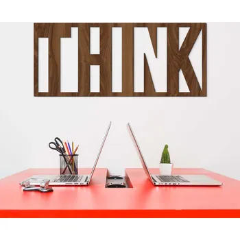 Obraz Dřevěný nápis na zeď - THINK | DUBLEZ