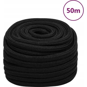 Železářství Černé pletené pracovní lano 25 mm, 50 m, polyester, nosnost 1480 kg