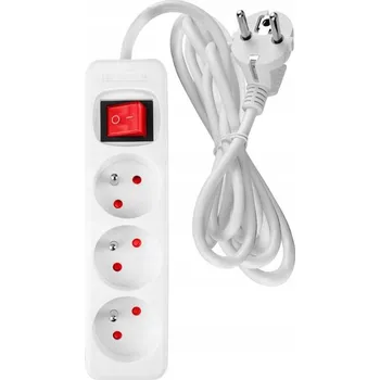 Napájecí kabel NEO PRODLUŽOVACÍ KABEL 5 M, 3X1.5 MM2, 3 G, BÍLÝ, ON/OFF 90-180