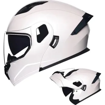 Motocyklové brýle Celoobličejová motocyklová helma unisex výklopná ABS+PC jednobarevná silniční ochranná bílá XL