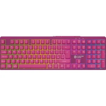 Počítač Canyon Herní klávesnice 105 kláves, s 2.4G+ Bluetooth režimem, baterie 2000mAh, RGB podsvícení 3 typy a 7 barev, rozměry: 407*119*19 mm, PVC kabel 1,8 m, černá, hmotnost: 556+/-10 g