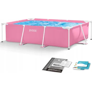 Bazén Obdélníkový růžový dětský Bazén s rámem 220x150x60 cm Intex 28266