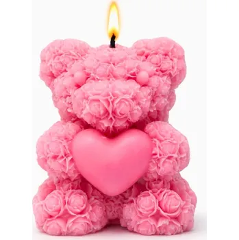 Svíčka Vonná svíčka Méďa z růžiček | 50 g | Svíčkománie3D | Barva: Růžová