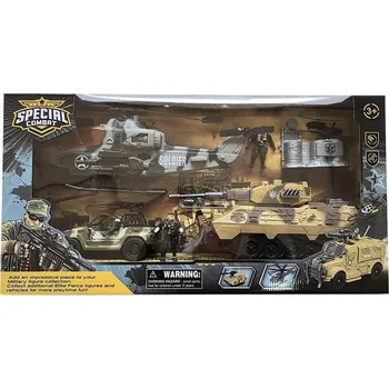 autodráha Vojenský army set velký s tankem, bojovým vozidlem a helikoptérou s doplňky