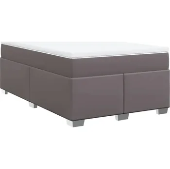 Postel Kontinentální postel 200x120 cm šedá s matrací a bílým topperem