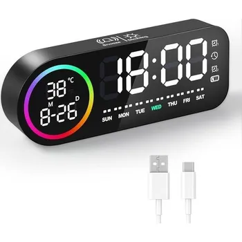 Zahradní dekorace Digitální budík Diboniur, digitální LED budík, duální budík, napájení z USB/baterií, budík s funkcí