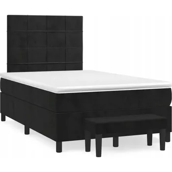 Postel Kontinentální postel černá s matrací 203 x 120 x 118/128 cm, samet