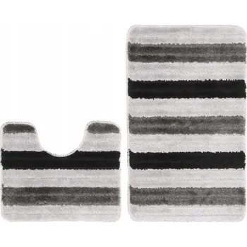Obraz Turecká koupelnová sada koberečků 2dílná ŠEDÁ SILNÁ proužky