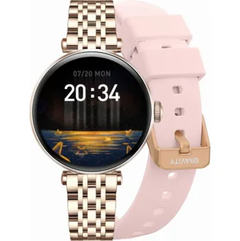 Chytré hodinky Gravity Chytré hodinky Smartwatch růžovo-zlaté, stříbrné, růžové, 2 řemínky GT26-4