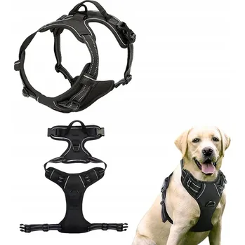 Postroj pro psa POSTROJE pro velkého psa BEZ TLAKU černé XL 53-96cm Německý ovčák