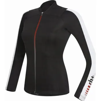 cyklistický dres RH+ Dámský cyklistický dres zeroSpirit LS FZ černo-bílý - M