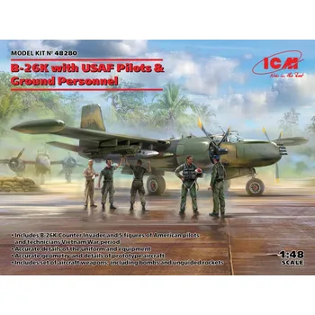 Plastikový model B-26K w/ USAF Pilots&Ground Personnel (5 fig) - ICM 48280