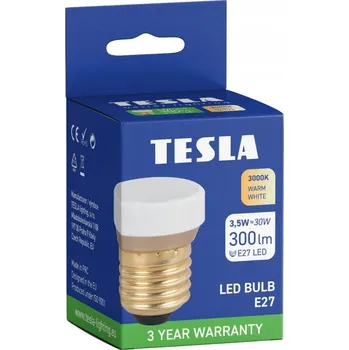 Žárovka TESLA- žárovka MBULB, E27, 3,5W, 300lm, 3000K teplá bílá, 100st