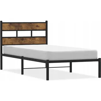 Postel Černý rám postele s čelem 196 x 95 x 91,5 cm, kouřový dub