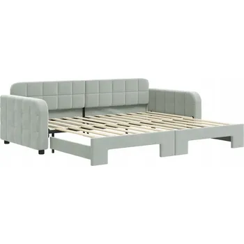 Pohovka Rozkládací lenoška/pohovka světle šedá 224 x 100 x 71 cm, samet