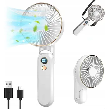 Domácí ventilátor TICHÝ MINI VENTILÁTOR NA STŮL DO RUKY 5 RYCHLOSTÍ S LED DISPLEJEM