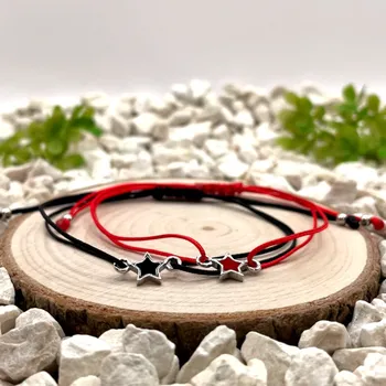 Náramek Certom Párové provázkové náramky se stříbrným přívěskem hvězda 0406