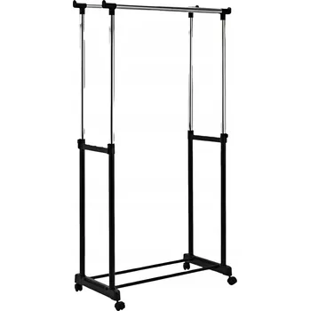 Věšák Stojanový věšák na oblečení dvojitý s kolečky do předsíně nebo šatny