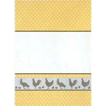 Utěrka Kuchyňské utěrky z egyptské bavlny, velká hadřík Zwoltex, lidový vzor, žluté