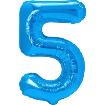 Balónek Fóliový balónek PartyPal 450285 číslice 5, 100 cm, modrý