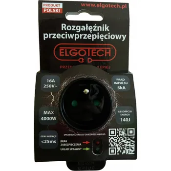 Elektrická zásuvka Elektrická Zásuvka rozbočka Elgotech černá