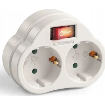 Elektrická zásuvka ROZGAŁĘŹNIK ELEKTRYCZNY ZŁODZIEJKA 2 GNIAZDA S VYPÍNAČEM 16A SCHUKO 3500W