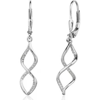 Náušnice JK Silver Stříbrné náušnice s bílými zirkony – kolekce White Stone