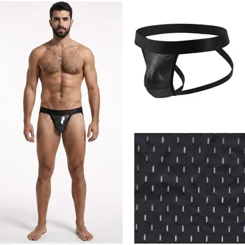 Pánské tanga Metalické jocksy Manview černá Velikost: S Síťovaná spodní část