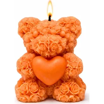 Svíčka Vonná svíčka Méďa z růžiček | 50 g | Svíčkománie3D | Barva: Oranžová