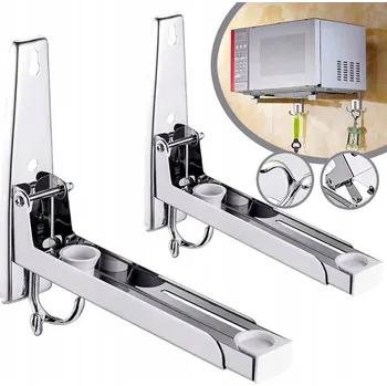 Obraz 2 KS SKLÁDACÍ DRŽÁK Z NEREZOVÉ OCELI PRO MIKROVLNNOU TROUBU, VÝSUVNÝ NA ZEĎ