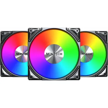 PC ventilátor Montech Metal Pro 12 ARGB PWM sada černých 120mm ventilátorů (3 ks)
