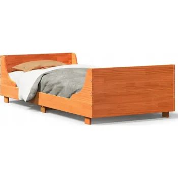 Postel Dřevěný rám postele voskovaná hnědá 193,5 x 78,5 x 52 cm