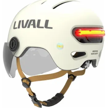 Cyklistická přilba Přilba Livall L23 bílá 54-58cm s LED/SOS ochranným kšiltem