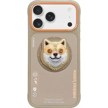 Pouzdro na mobilní telefon Nimmy Pouzdro Glasses Cool Dog MagSafe pro iPhone 17 Pro béžové