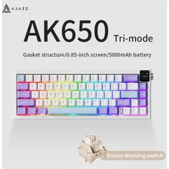 Klávesnice Ajazz Mechanická herní klávesnice AK650 Dream Weaver Switch, fialová-bílá-modrá-3 modely-RGB