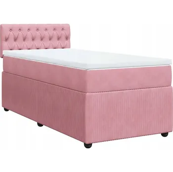 Postel Kontinentální postel růžová s matrací 90x200 cm a topperem 90x200 cm