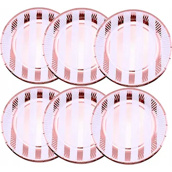 Talíř NA JEDNO POUŽITÍ PAPÍROVÉ TALÍŘE ROSE GOLD RŮŽOVÉ S EKOLOGICKÝMI PROUŽKY 6 Ks