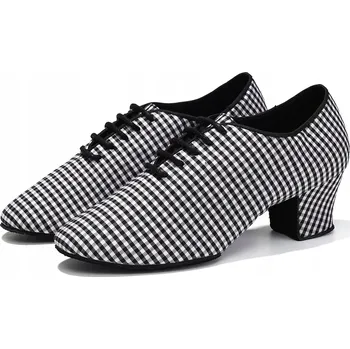 Dámská sálová obuv TANEČNÍ TRÉNINKOVÉ BOTY PRAKTISY CVIČKY KOSTKOVANÉ STYLOVÉ 5cm VEL.41