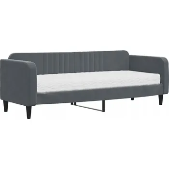 Postel Tmavě šedá pohovka/postel 2 v 1 s matrací 223 x 90 x 75 cm