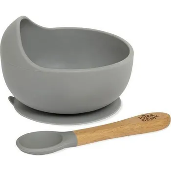 dětská miska Interbaby Miska silikonová + lžička silikonová +4 m Šedá