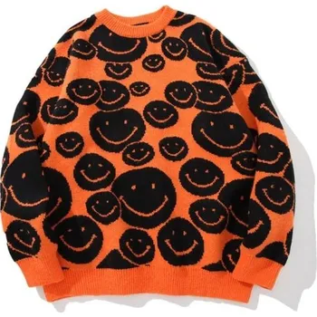 Pánský svetr Pánský svetr se smajlíky oranžová L