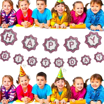 GIRLANDA NAROZENINY VŠE NEJLEPŠÍ NÁPIS RŮŽOVÁ S GLITRY