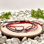 Certom Párové provázkové náramky se stříbrným přívěskem srdce 0405