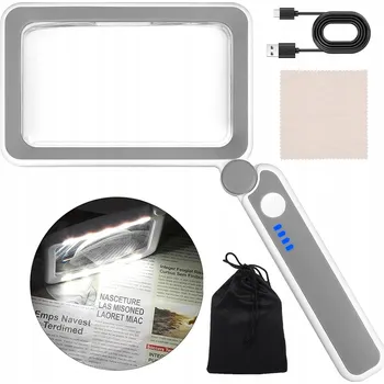 ZVĚTŠOVACÍ LUPA 4X S PODSVÍCENÍM PRO ČTENÍ VELKÁ SKLÁDACÍ