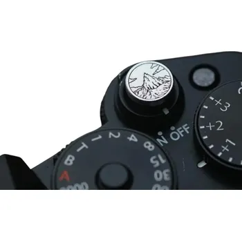 Selfie tyč Kulaté stříbrné kovové tlačítko spouště s horami a mraky Soft Release pro Sony Fujifilm Nikon Leica